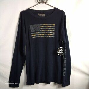 Realtree Officially Licensed Navy Thermal Waffle Camo American Flag NWT